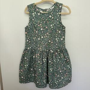Happy Girls Club Dress Green Ditsy Floral Cotton Cottage Twirly Girl's 104 / 4
